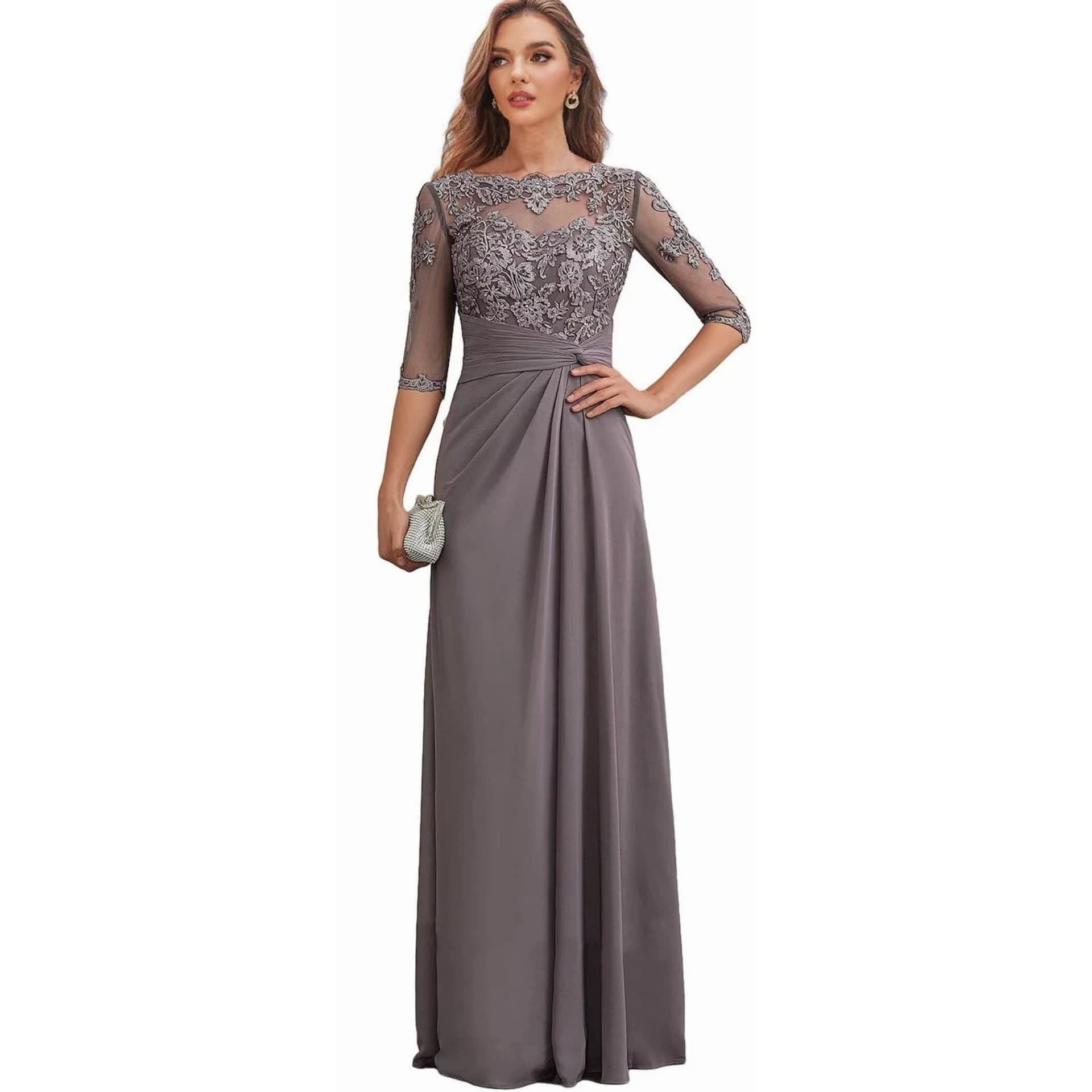 Evening Dress for Amazon, AliExpress, Europe, USA, Foreign Trade, Chiffon Elegant 3/4 Sleeve, Multi-Color Plus Size Evening Dress, Prom Gown