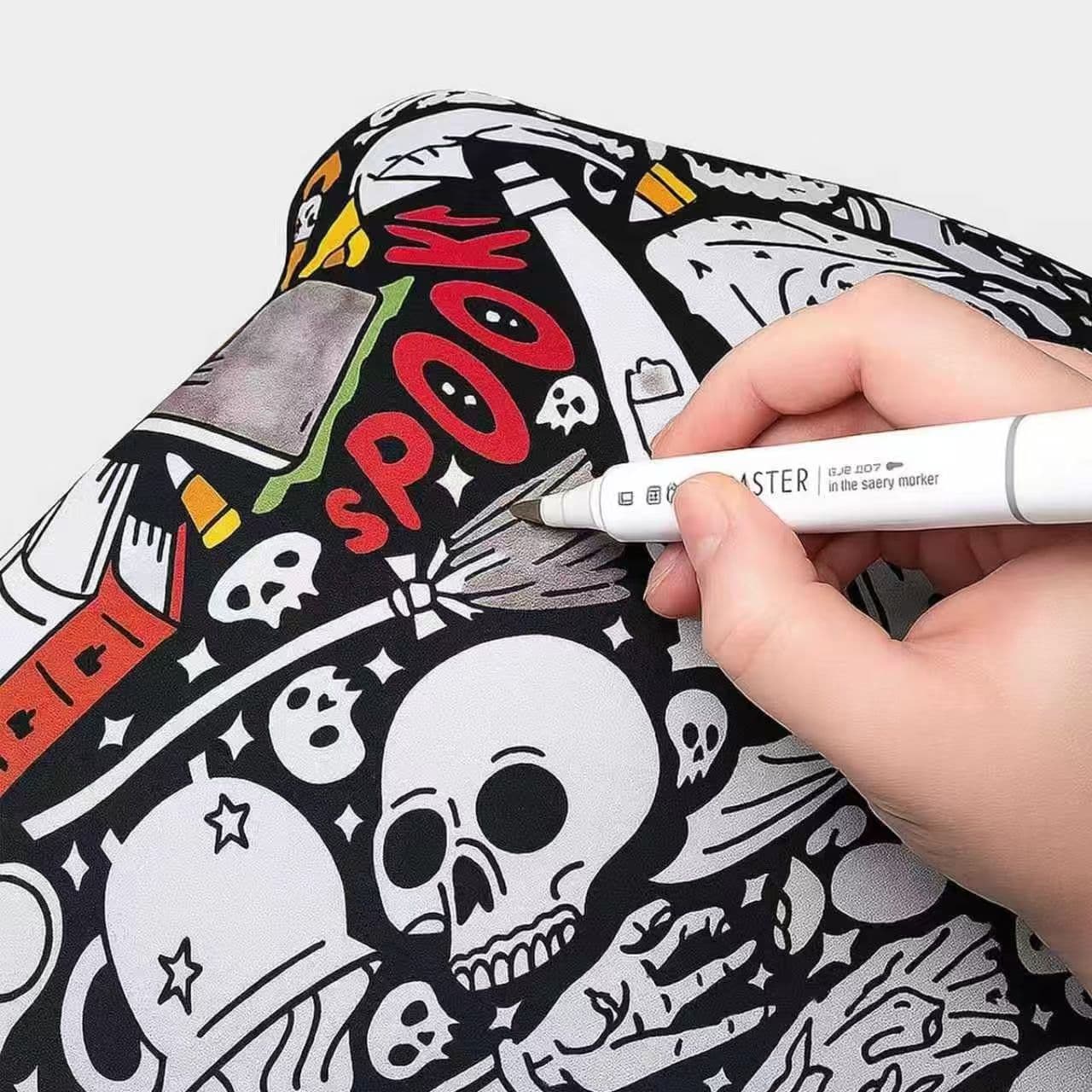 Factory Direct Hand-Painted Coloring Blanket DIY Coloring Blanket with Colored Pens