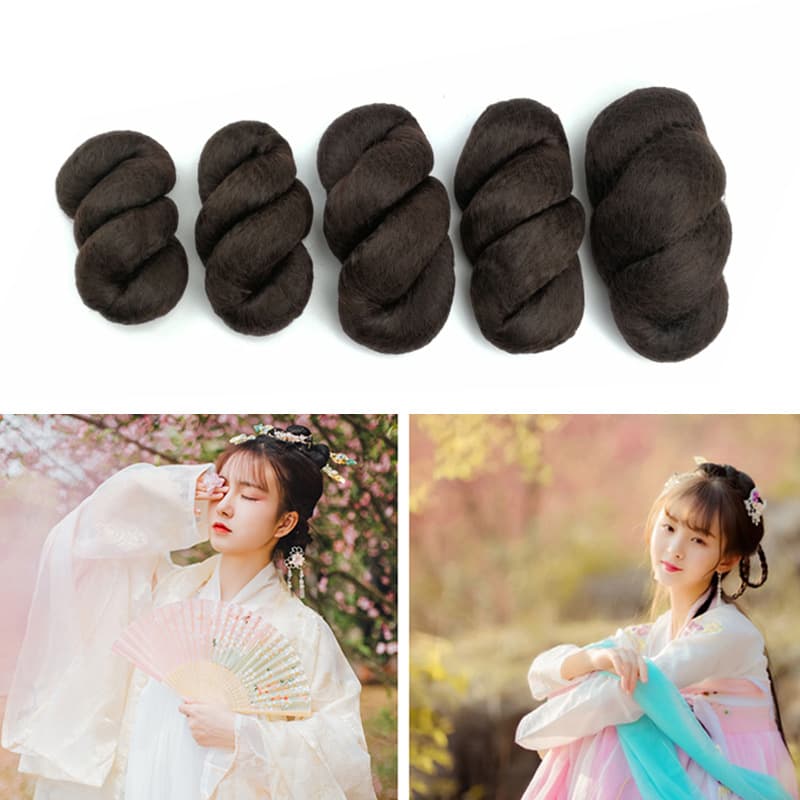 Ancient Costume Wig Braid Bun Pure Hair Without Base Twist Bag Photo Studio Han Dynasty Cosplay Forehead Gentle Pad Hair Bag
