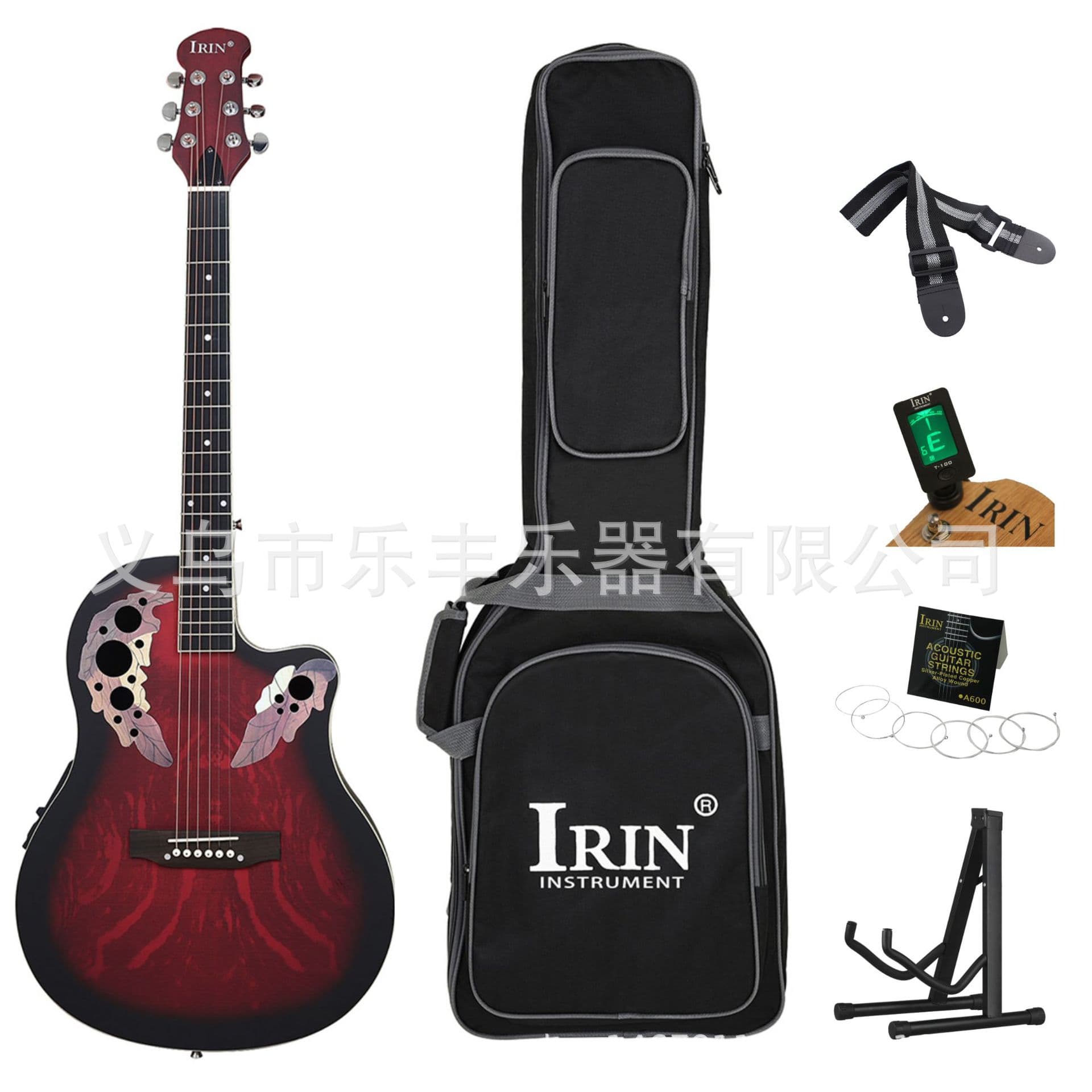 IRIN Round Back EQ Folk Guitar Beginner Set, Rosette Folk Guitar Practice and Performance Entry-Level Guitar