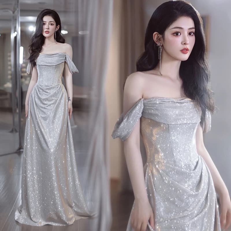 Bride Wedding Engagement Toast Wear 2026 New One Shoulder Piano Performance Host Art Exam Adult Ceremony Dress