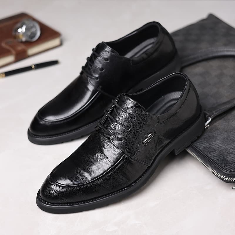 Leather Shoes Men's Business Dress Korean Style British Live Casual Leather Shoes Young Working Groom Wedding Fashionable Leather Shoes