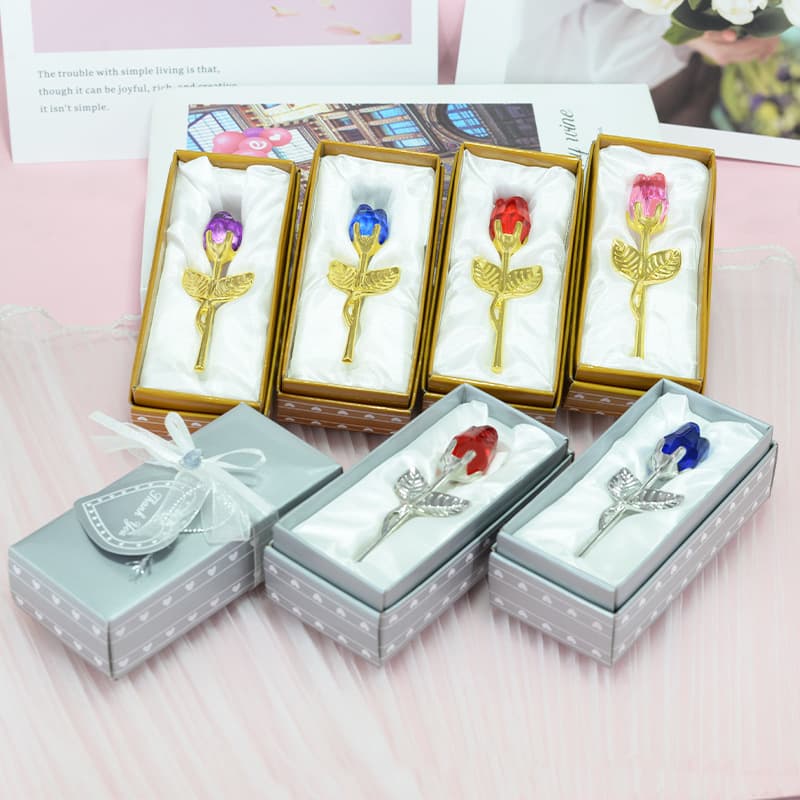 Factory Wholesale Cross-Border Hot Selling Crystal Rose Metal Craft Wedding Valentine's Day Gift Creative Ornament