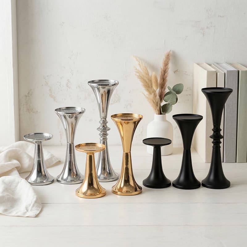 Custom European Simple Metal Candle Holder Modern Decorative Candle Stand Iron Electroplated Craft Factory Wholesale
