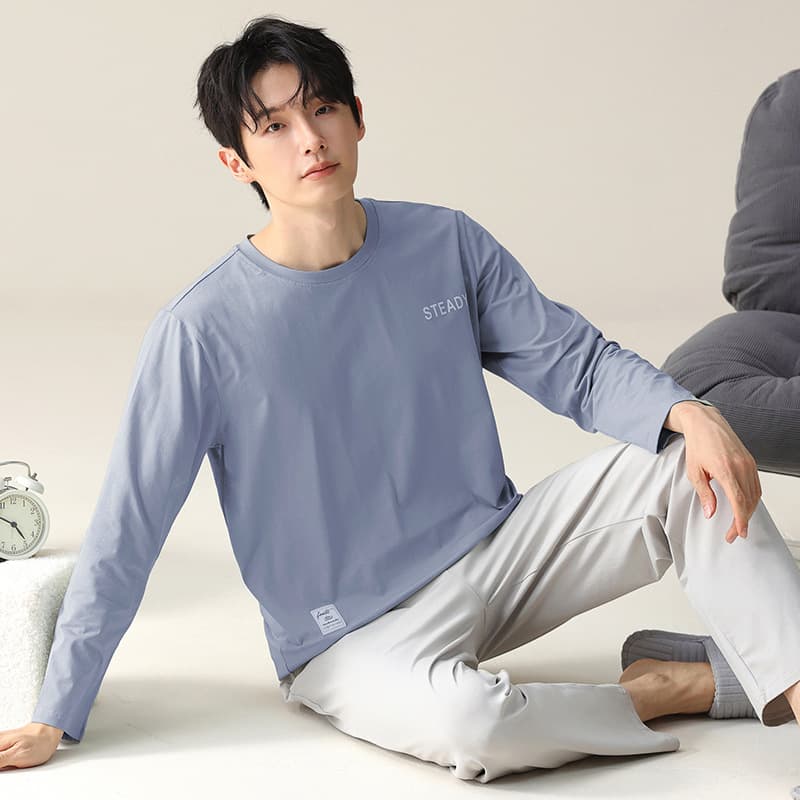 Men's Modal Sleepwear Long Sleeve Casual Home Clothes Set Large Size Comfortable Breathable Spring Autumn Seasonal Outfit