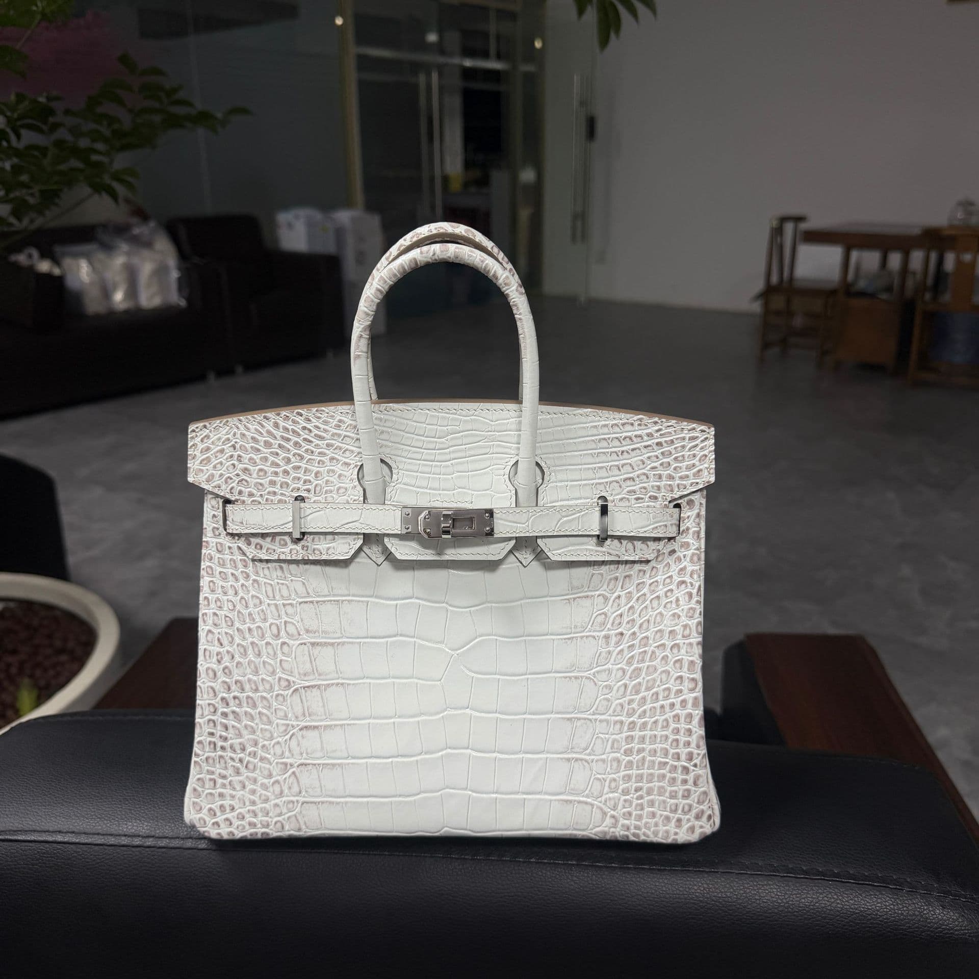 Light Luxury Genuine Leather Waxed Thread Handmade Platinum J Bag All-Steel Hardware A-Grade Top-Grain Cowhide Crocodile Pattern 25/30 Handbag Women's Bag