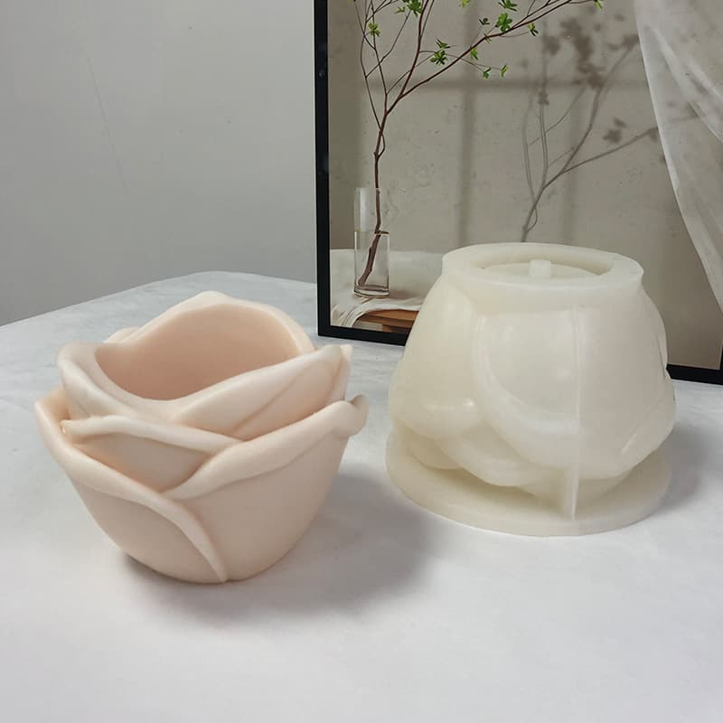 Rose Flower Pot Silicone Mold DIY Succulent Planter Resin Epoxy Plaster Cement Plant Pot Mold