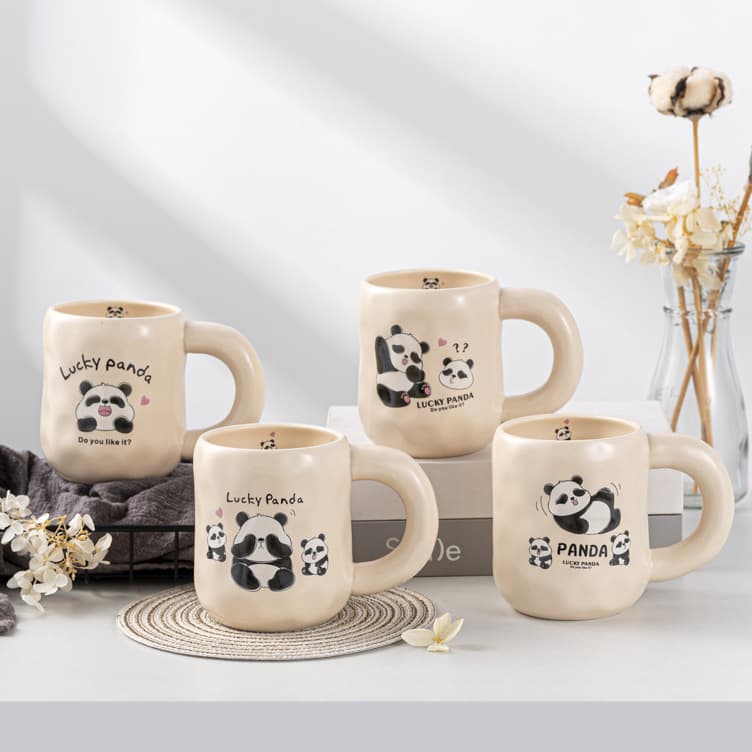 Good-looking panda ceramic cup milk fufu cute cartoon mug couple water cup creative store celebration souvenir gift
