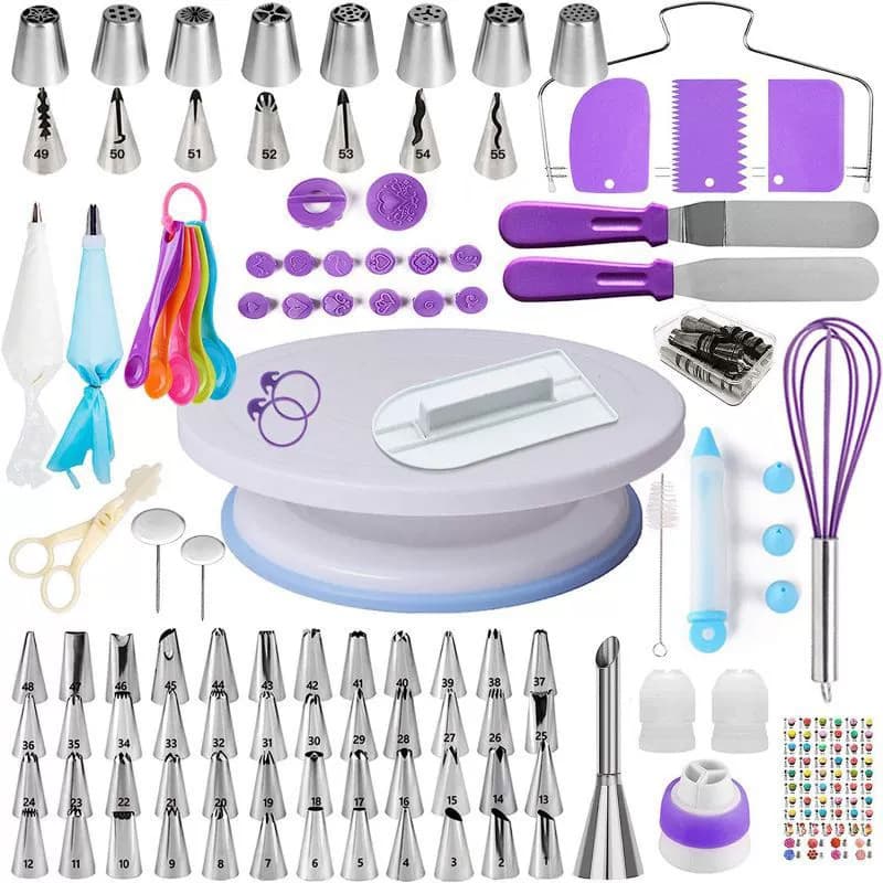 Cross-border 137-piece cake turntable set, cake decoration cream nozzle, TPU decorating bag, cake turntable