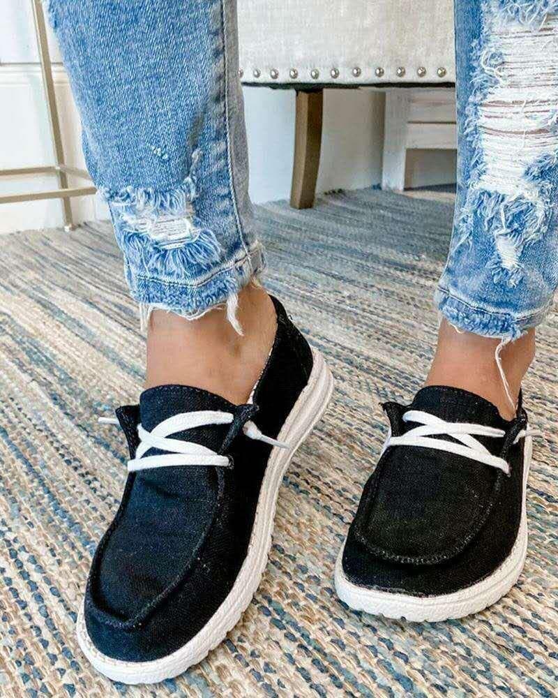 Factory Direct Amazon Lightweight Casual Canvas Women's Shoes New Summer Style Flat Shoes for Women