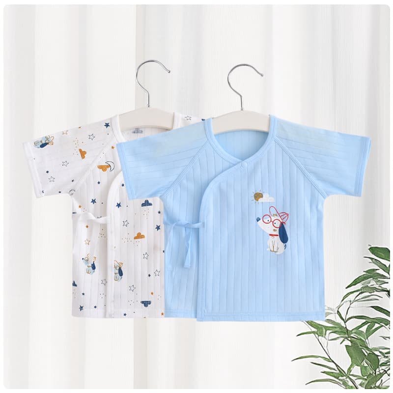 Newborn baby monk clothing pure cotton one-piece top newborn summer short-sleeved thin 0-6 months summer clothing 2-piece
