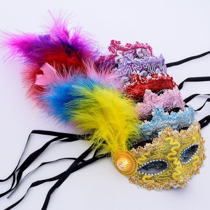Feathered Half-Face Crowns with Eye Masks Costume Masks for Children And Adults Side Hats DIY Props for Birthday Christmas Halloween
