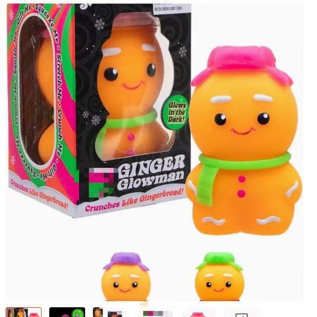 Cross-border New Product Independent Site Bestseller In Stock Amazon PU Material Gingerbread Man Squeeze Stress Relief Toy Wholesale