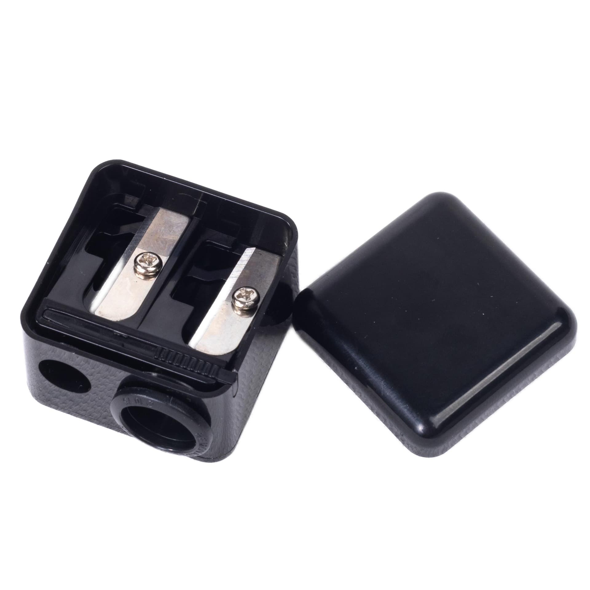 Large and small hole pencil sharpener, lipstick pen planer, eyebrow pencil, pencil sharpener, lip pencil, square double hole beauty pencil sharpener