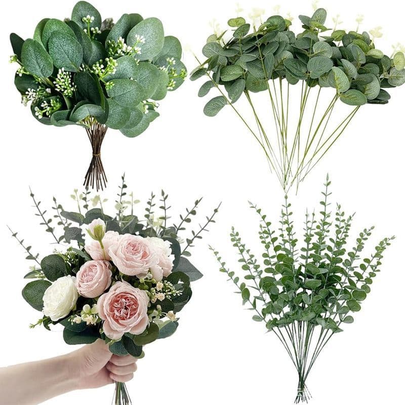 Artificial Eucalyptus and Peony Mixed Bouquet for Wedding, Scene Layout Decoration, DIY Material
