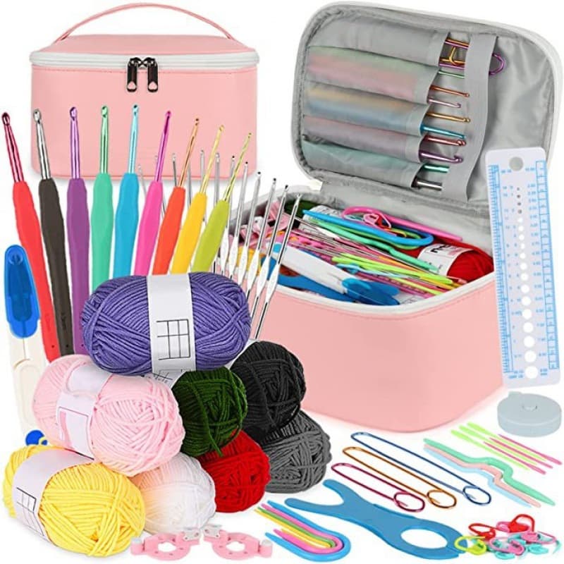 Amazon Cross-Border 62-Piece Crochet Kit with Yarn, Knitting Needles, Knitting Accessories, DIY Weaving Tools