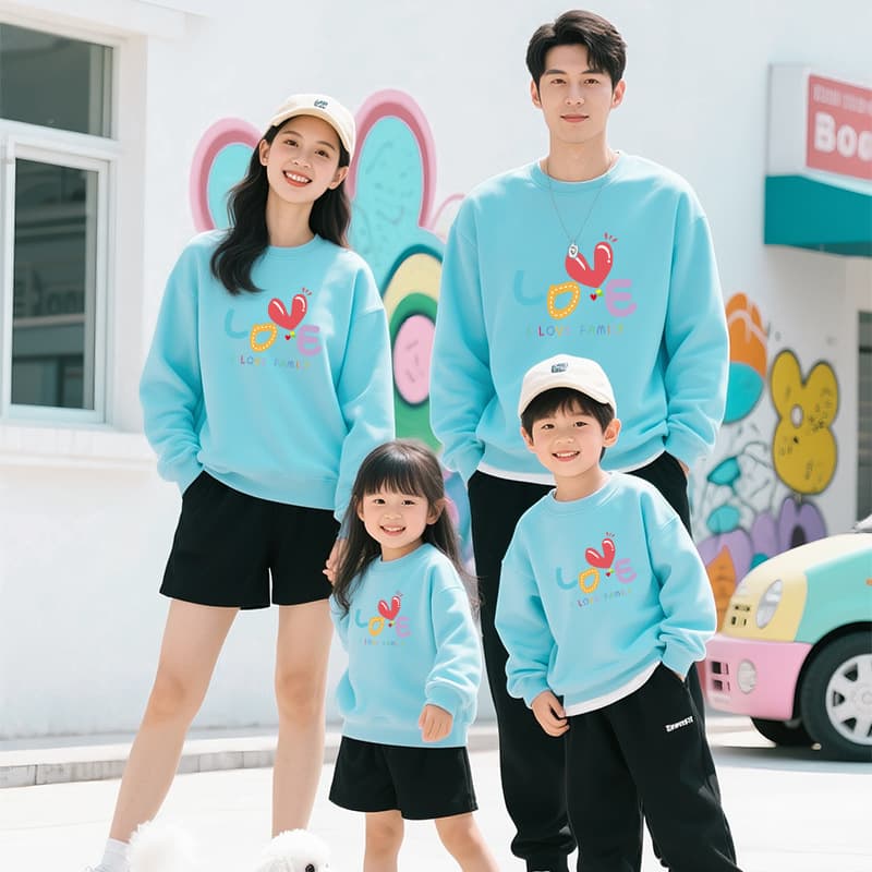 Factory Direct Street-style Autumn/Winter Family Outfits for Three or Four Members Mother-Child 2025 New Trendy Cotton Hoodies