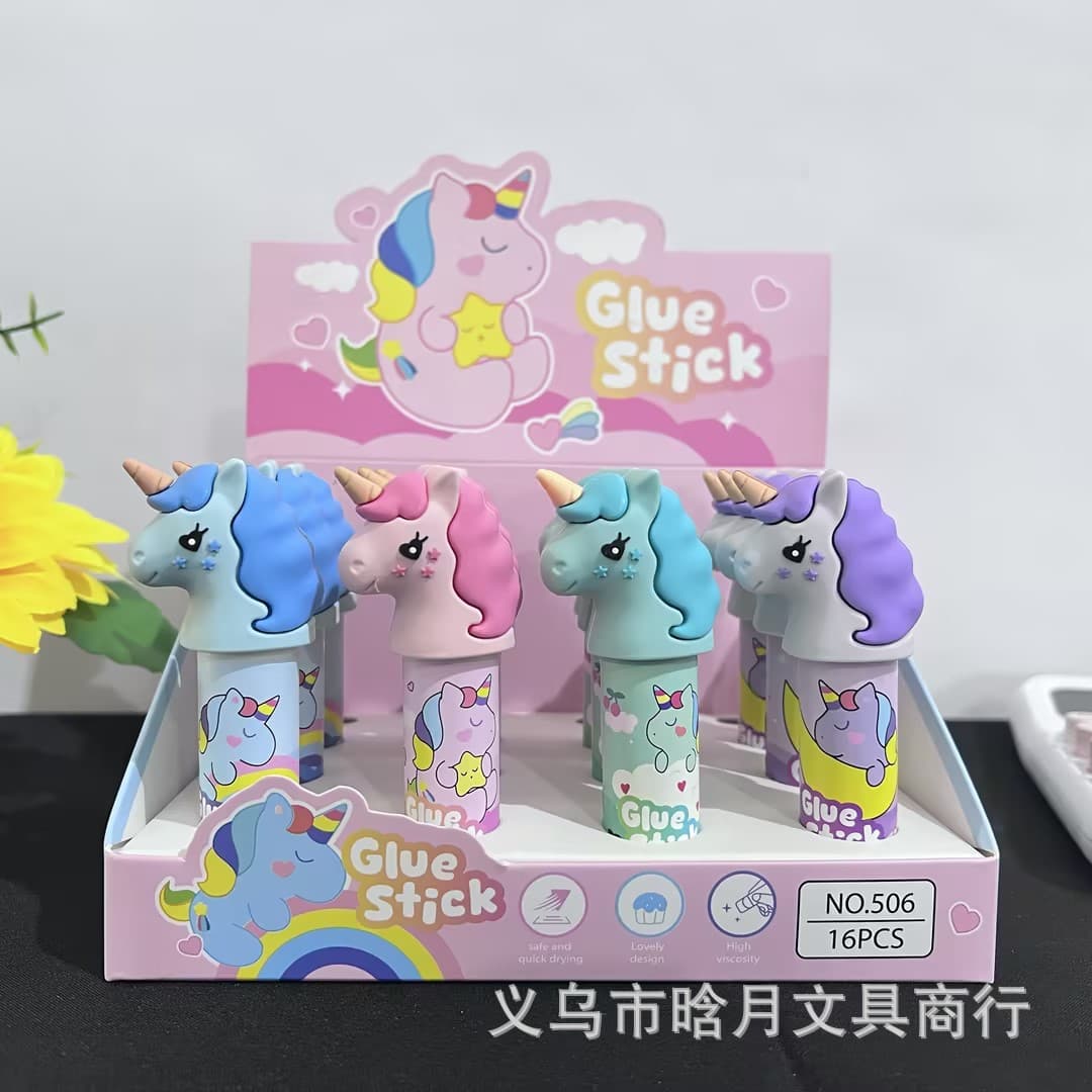 Cartoon Cute Unicorn Solid Glue Stick Creative Shaped Soft Glue Stick Children's Handmade White Glue Stick Student Gift