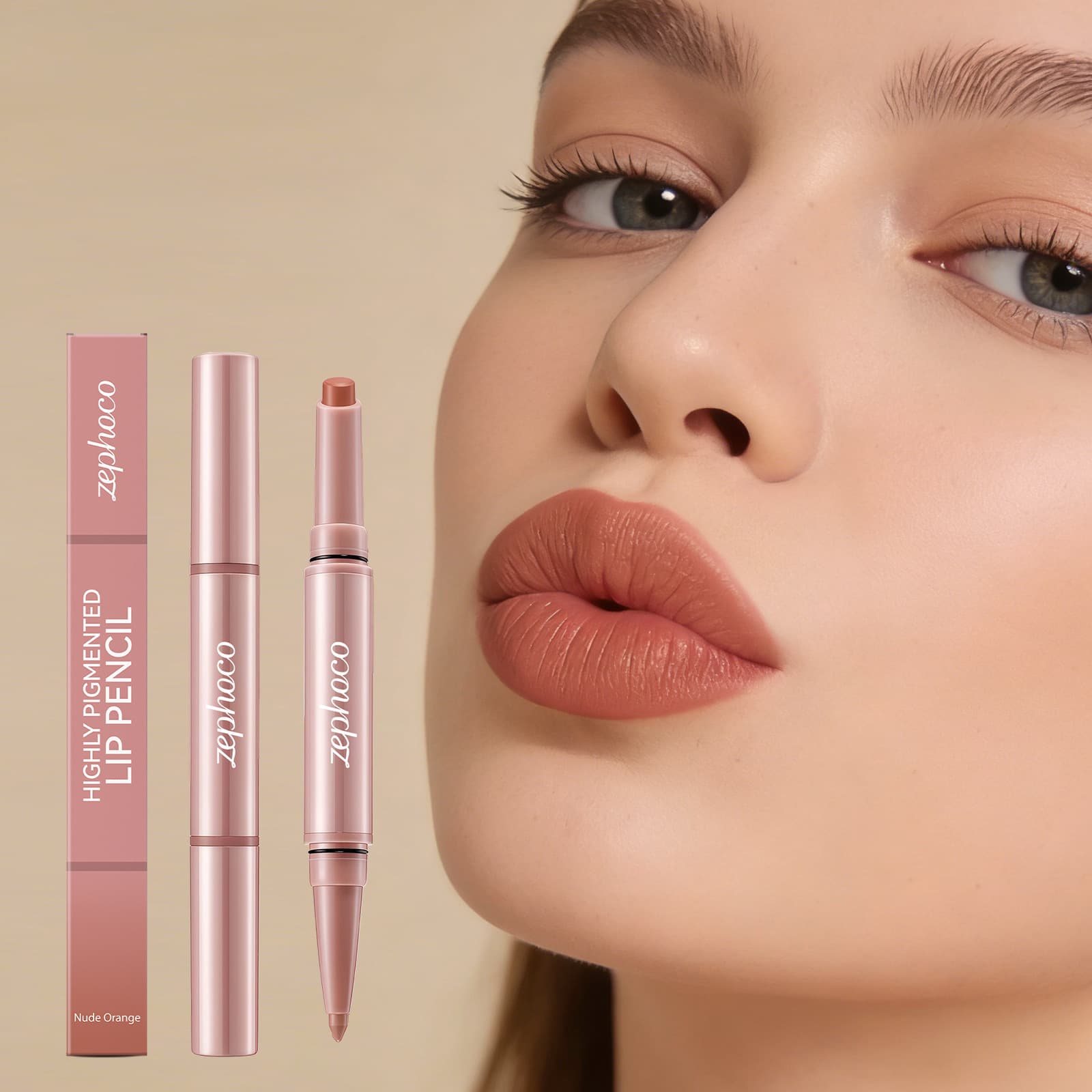 zephoco nude orange matte lip liner lip gloss natural color silky rich gloss daily lip gloss
