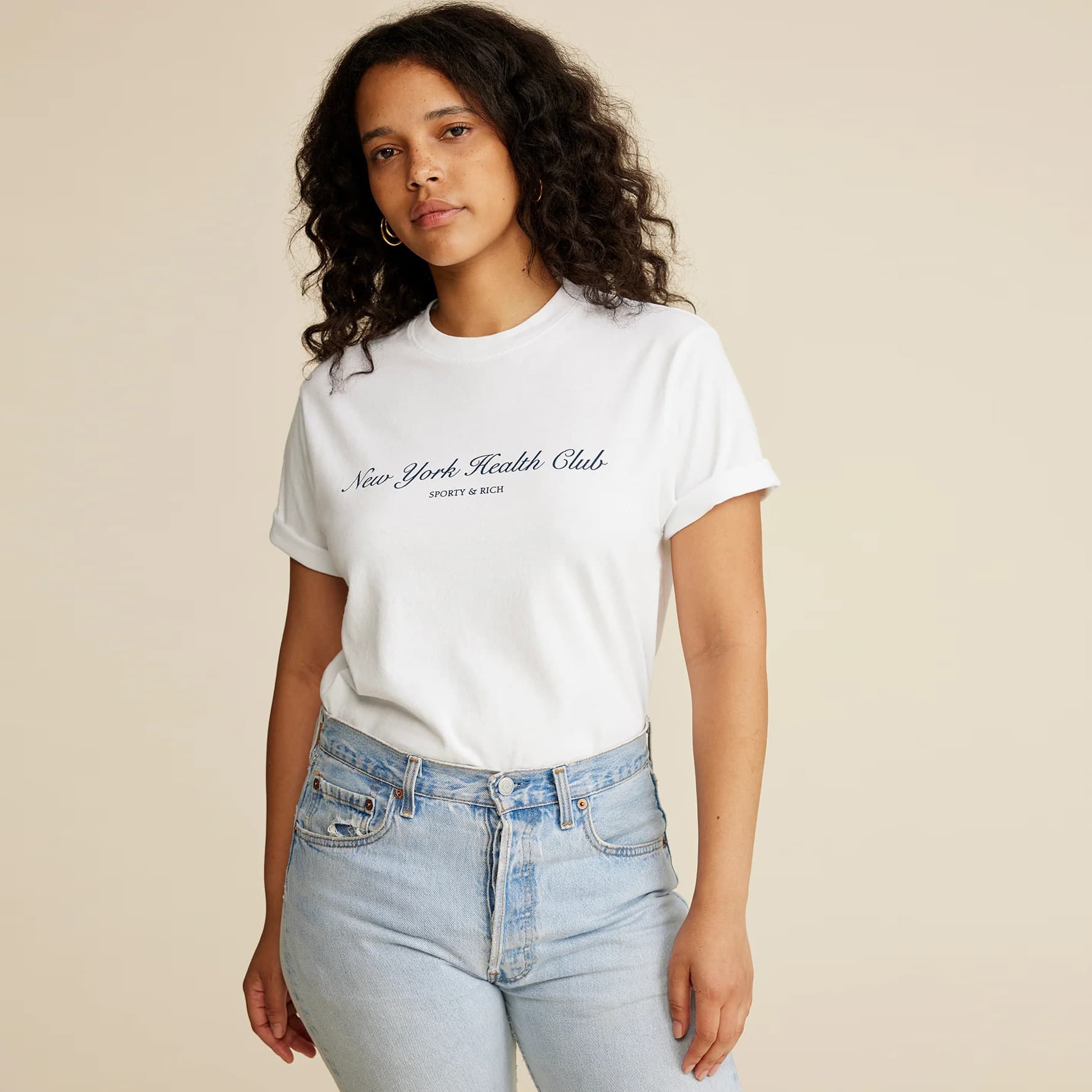Spring New Arrival Sporty&Rich Cotton T-Shirt Women's Short Sleeve Crew Neck Letter Print Casual Fashion from Mainland China
