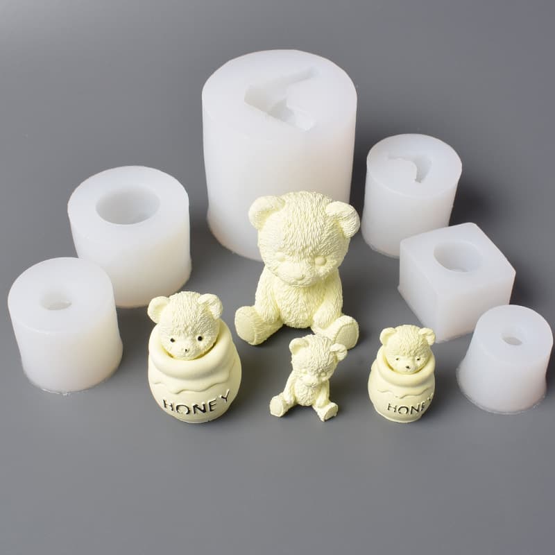 Teddy Bear Silicone Mold Decoration Mold DIY Fondant Mold Candle and Aromatherapy Decoration Mold