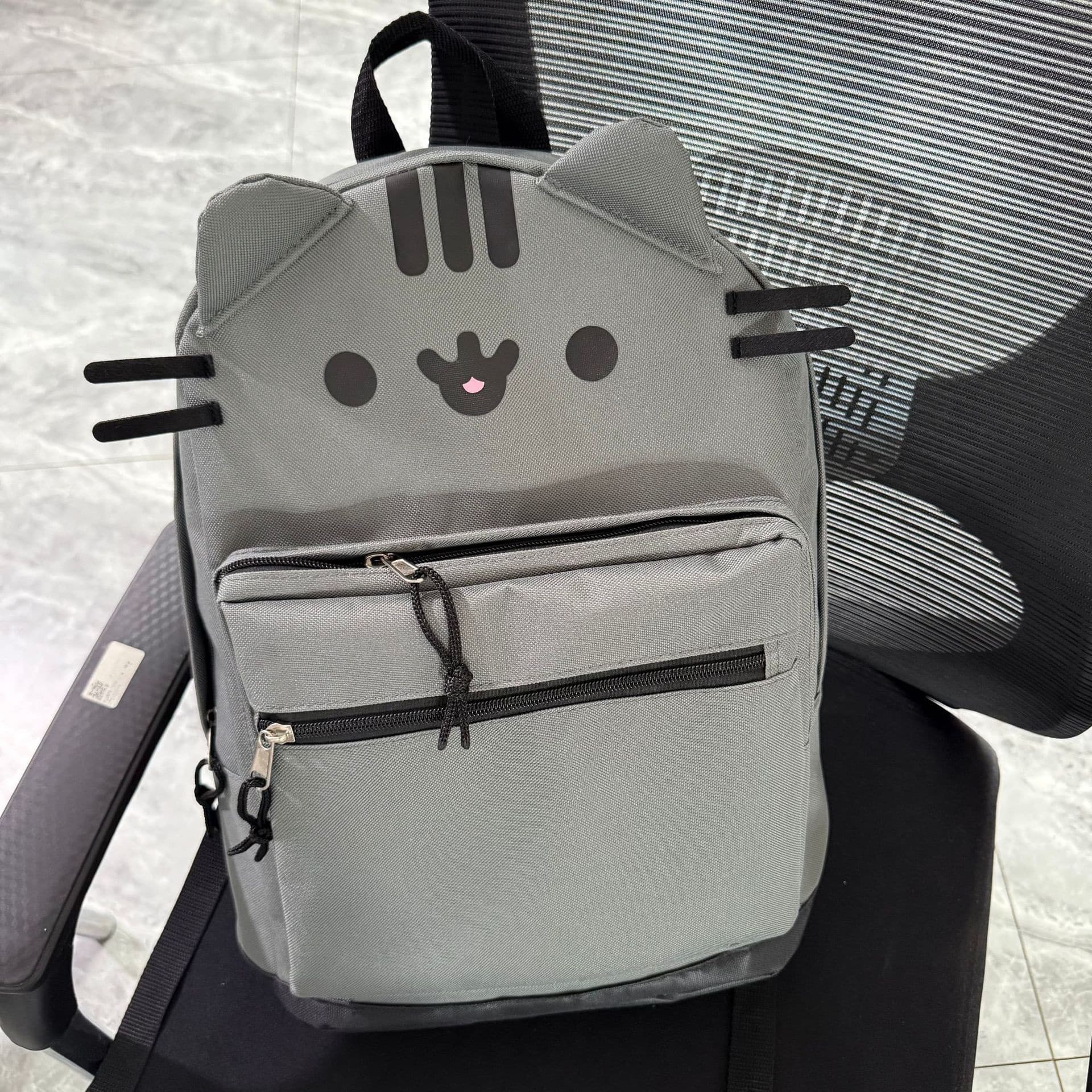 Cute Cat Backpack Cartoon Canvas Bear Versatile Cute Brown Soft Girl New Light Gray Student Large Capacity