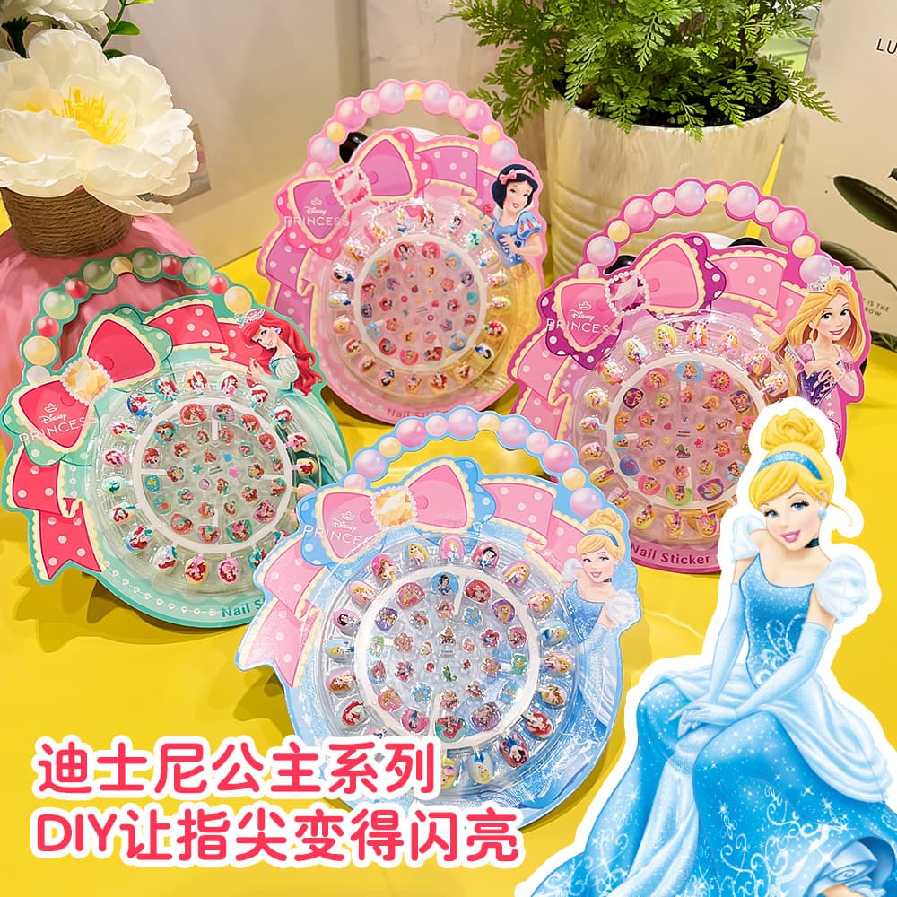 New Children's Wearable Nail Set for Girls Age 3, Frozen Princess Nail Stickers with Adhesive Backing, Cute Cartoon Nail Art Patches