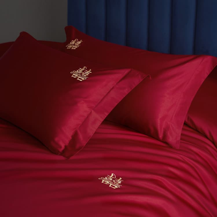Class A 100-count Xinjiang long-staple cotton wedding bed four-piece set pure cotton wedding red quilt wedding room bed