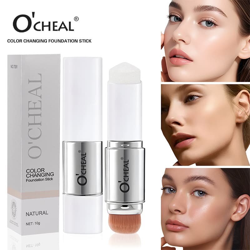 Cross-Border Ocheal Color-Changing Foundation Stick with Full Coverage, Clear and Natural Long-Lasting Foundation Stick with Brush at the Bottom