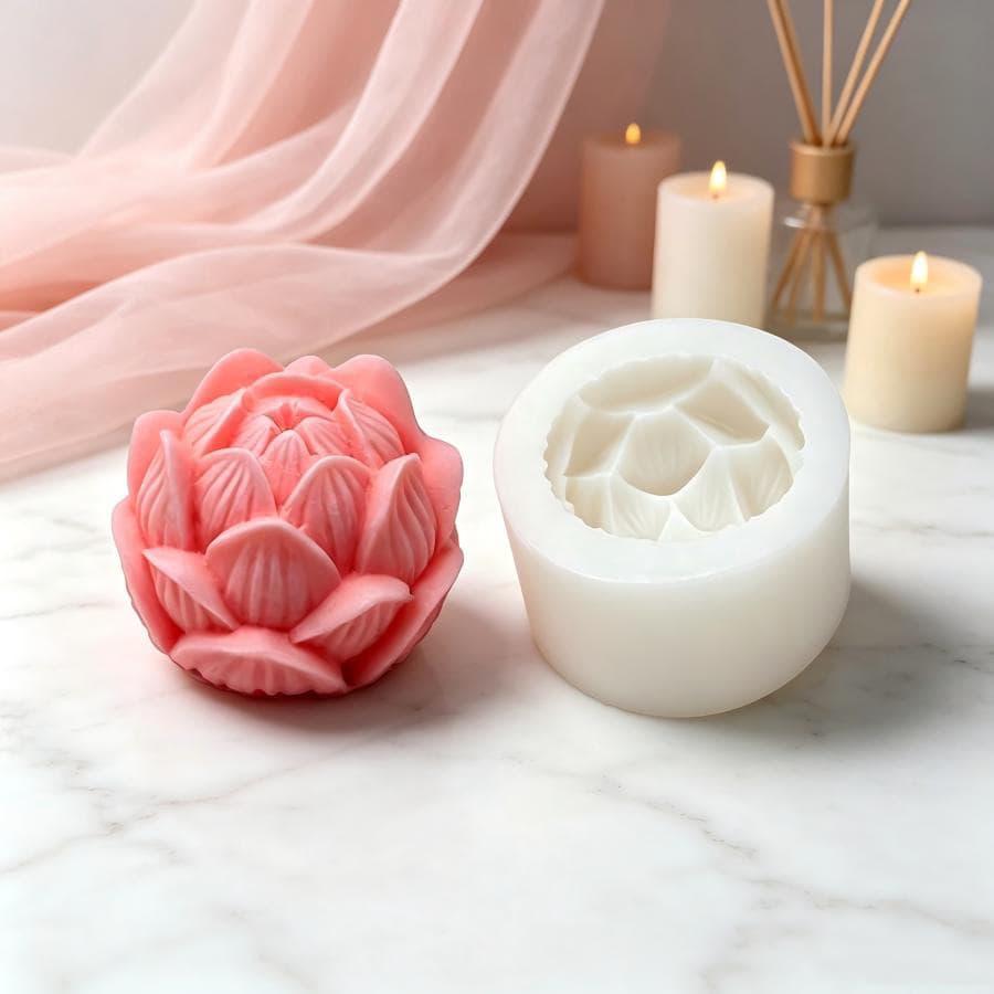 3D Lotus Candle Silicone Mold DIY Soap Handmade Aromatherapy Plaster Craft Resin Cement Decoration Mold