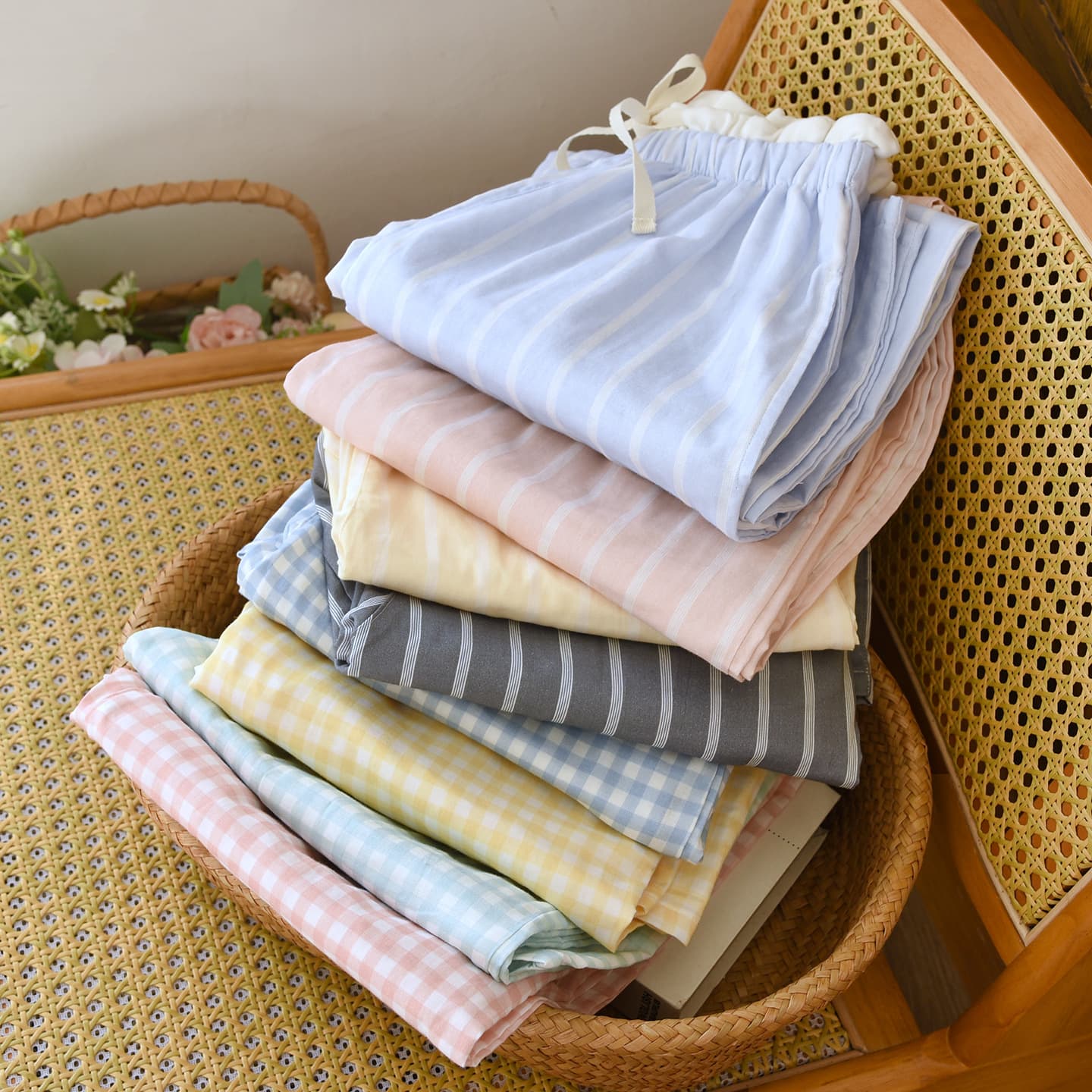 Double Layer Cotton Gauze Crepe Sleep Pants Women Pure Cotton Spring Summer Single Pants Plus Size Women Wear-Out Home Single Item Pants