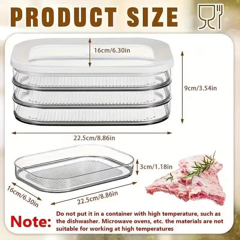 Deli Frozen Meat Box Multi-Layer Refrigerator Airtight Storage Box Bacon Food Storage Container with Lid Clear Portion Box Fresh-Keeping Box