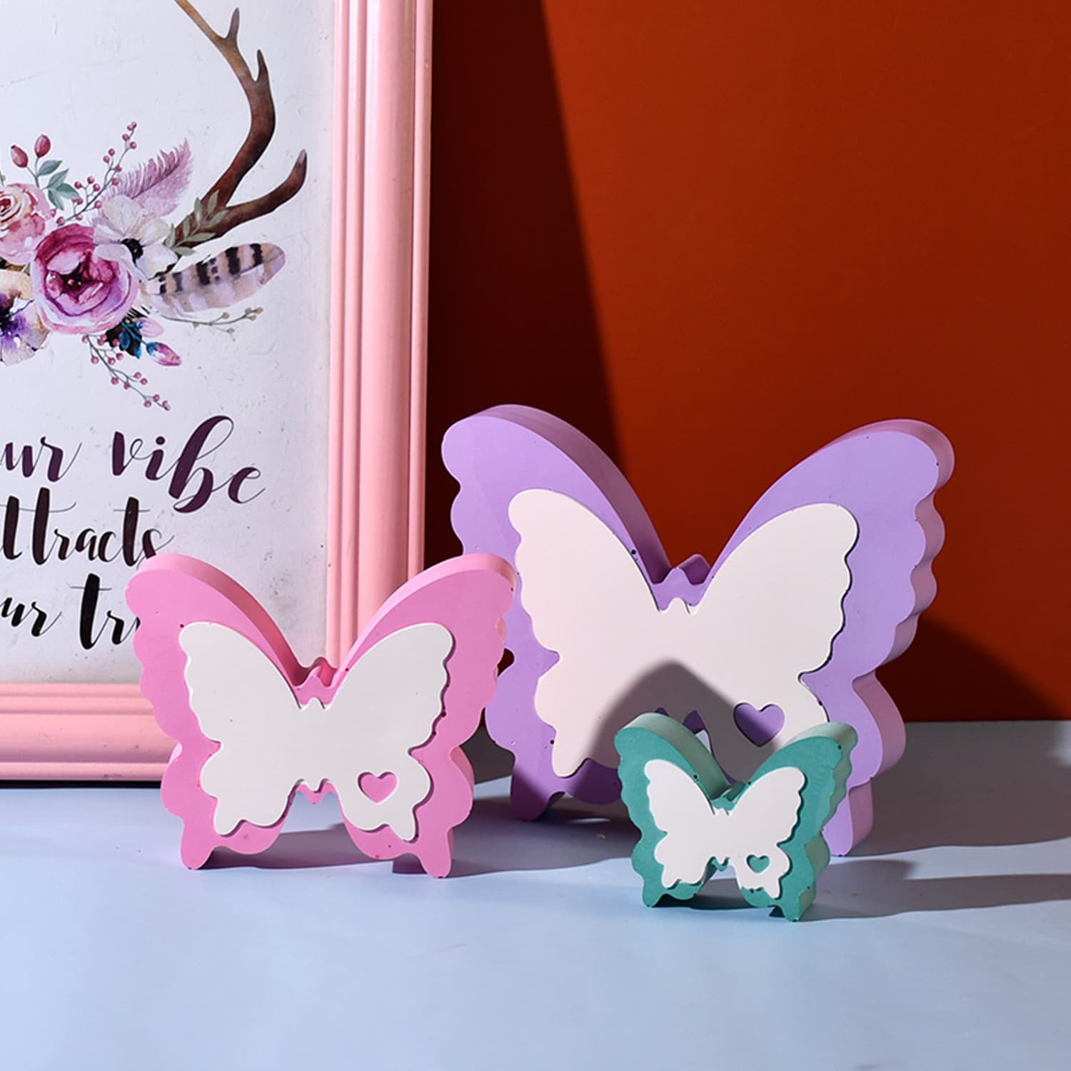 Deyi Life DIY Heart Colorful Butterfly Epoxy Resin Mold Large Medium Small Butterfly Crystal Ornament Plaster Mold