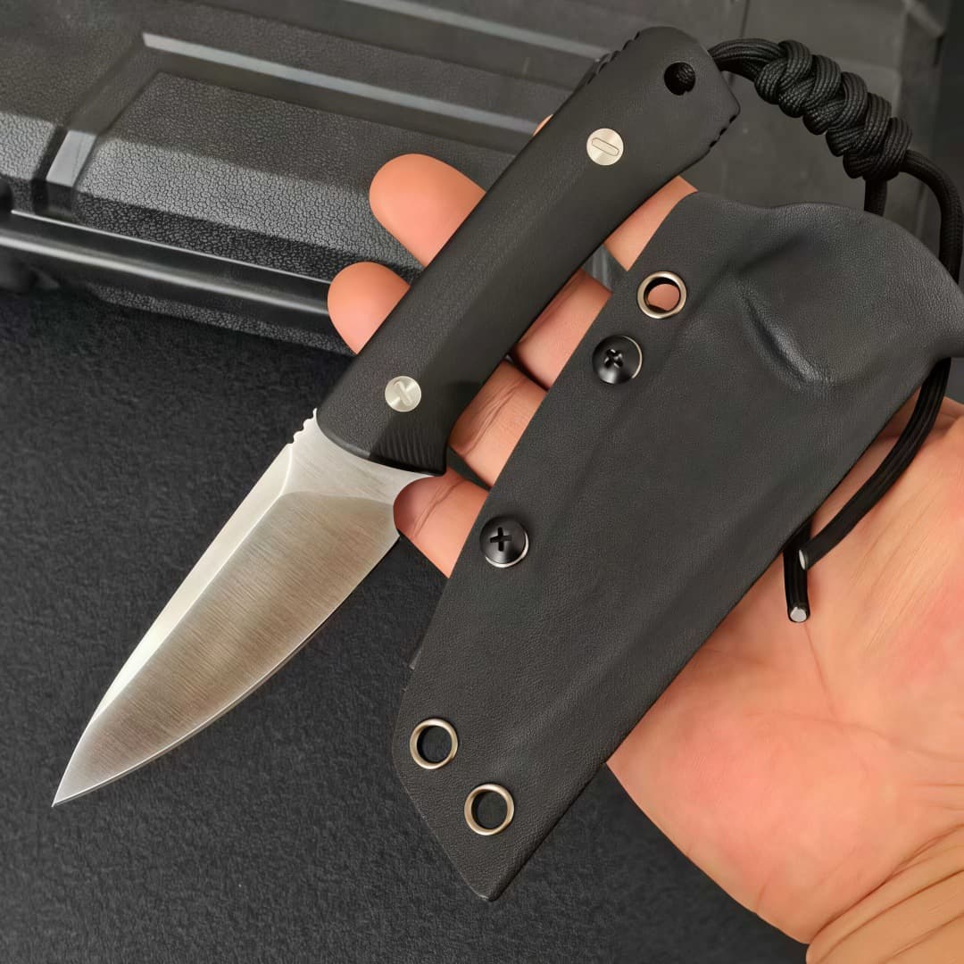G10 Outdoor Straight Knife, Survival Knife for Camping, Barbecue, Portable Fruit Knife, Cross-Border K-Sheath Knife