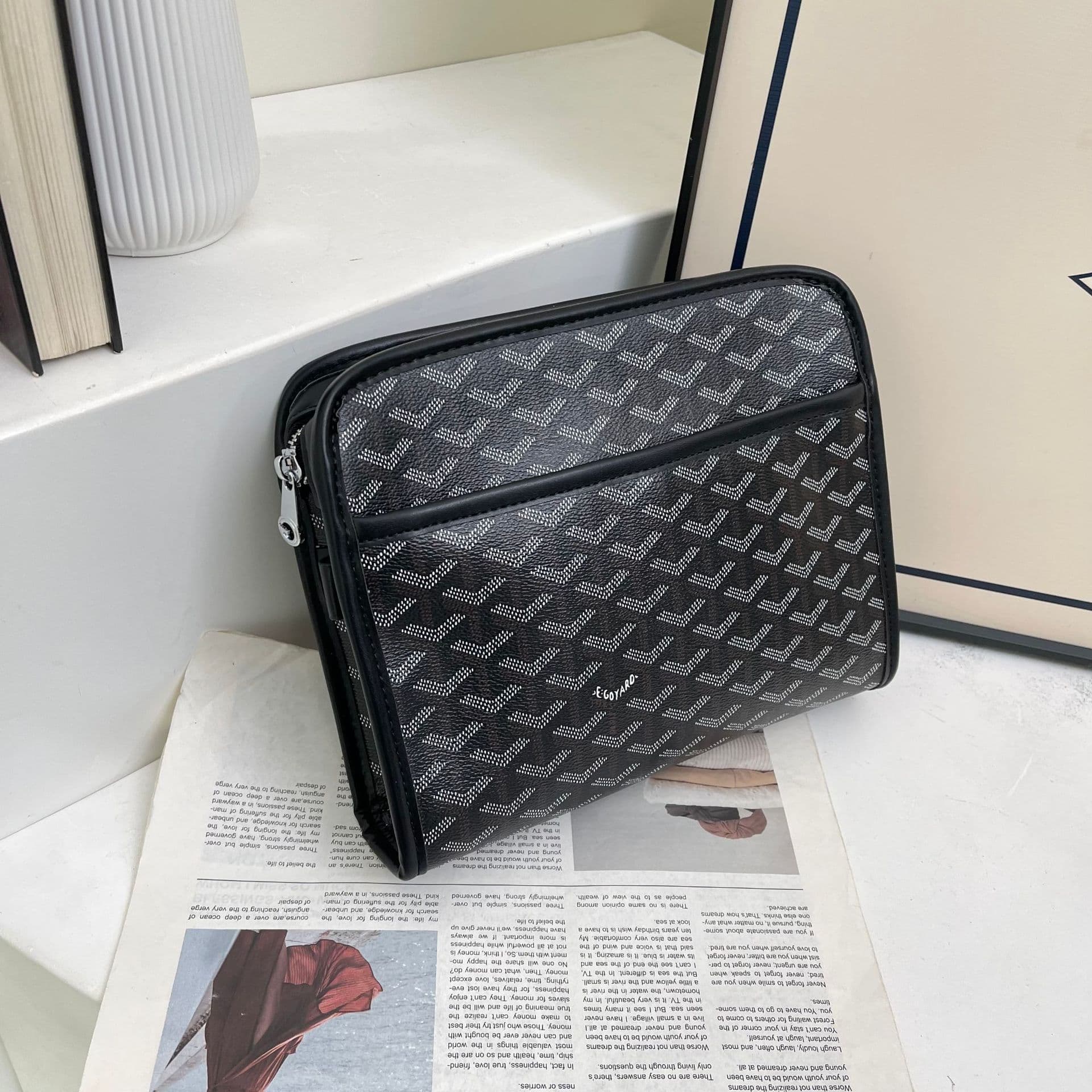 New Goya Men's Clutch Camera Toiletry Bag Small Square Tofu Bag Dog Tooth Women's Toiletry Bag Coin Purse