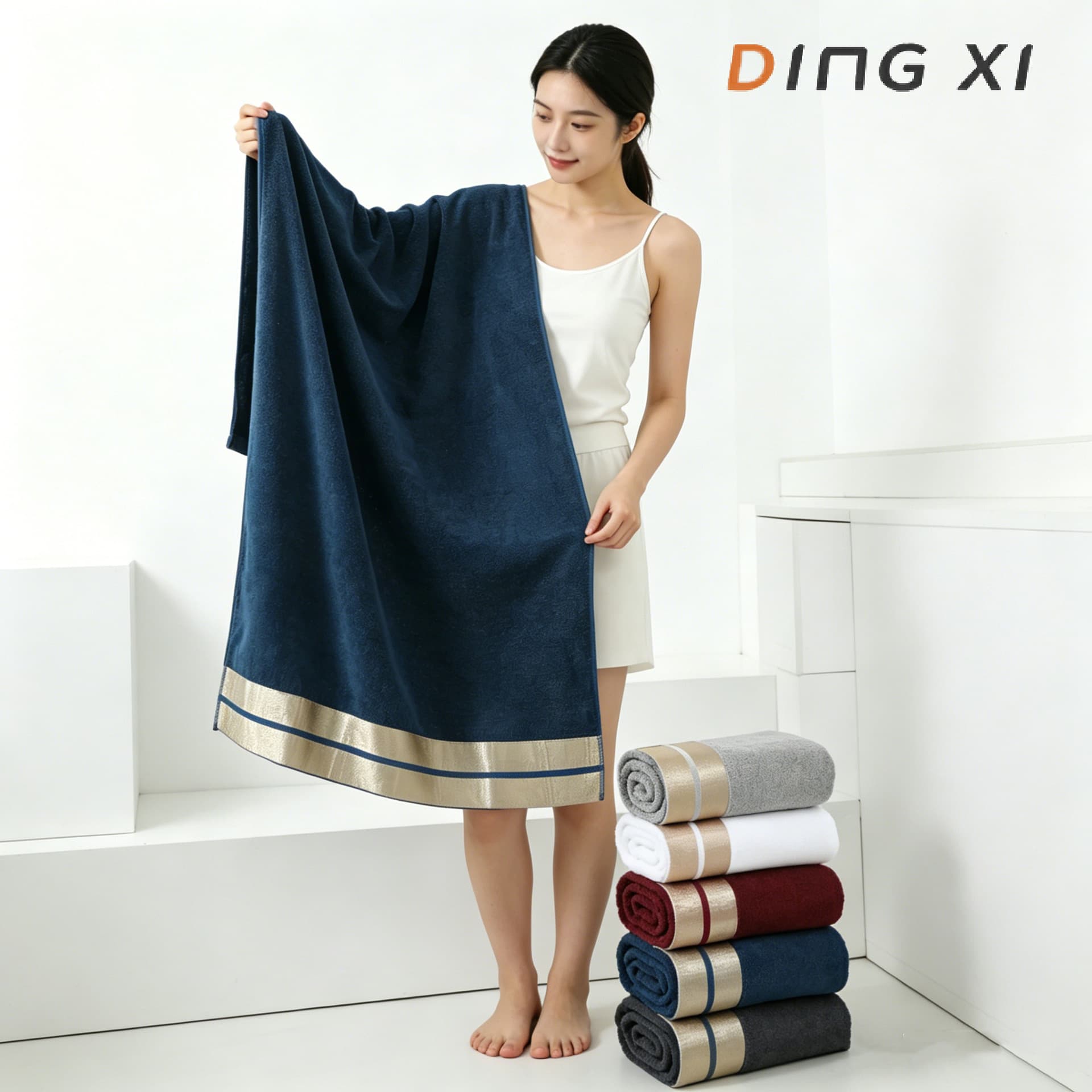 Cross-border foreign trade pure cotton bath towels, square towels, three-piece set, water-absorbent, quick-drying, large cotton bath towels, wholesale and dropshipping