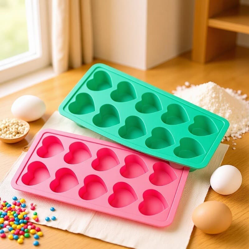 Silicone 10-Piece Heart Ice Tray Handmade Candy Cake Baking Mold Heart-Shaped Chocolate Handmade Soap Mold