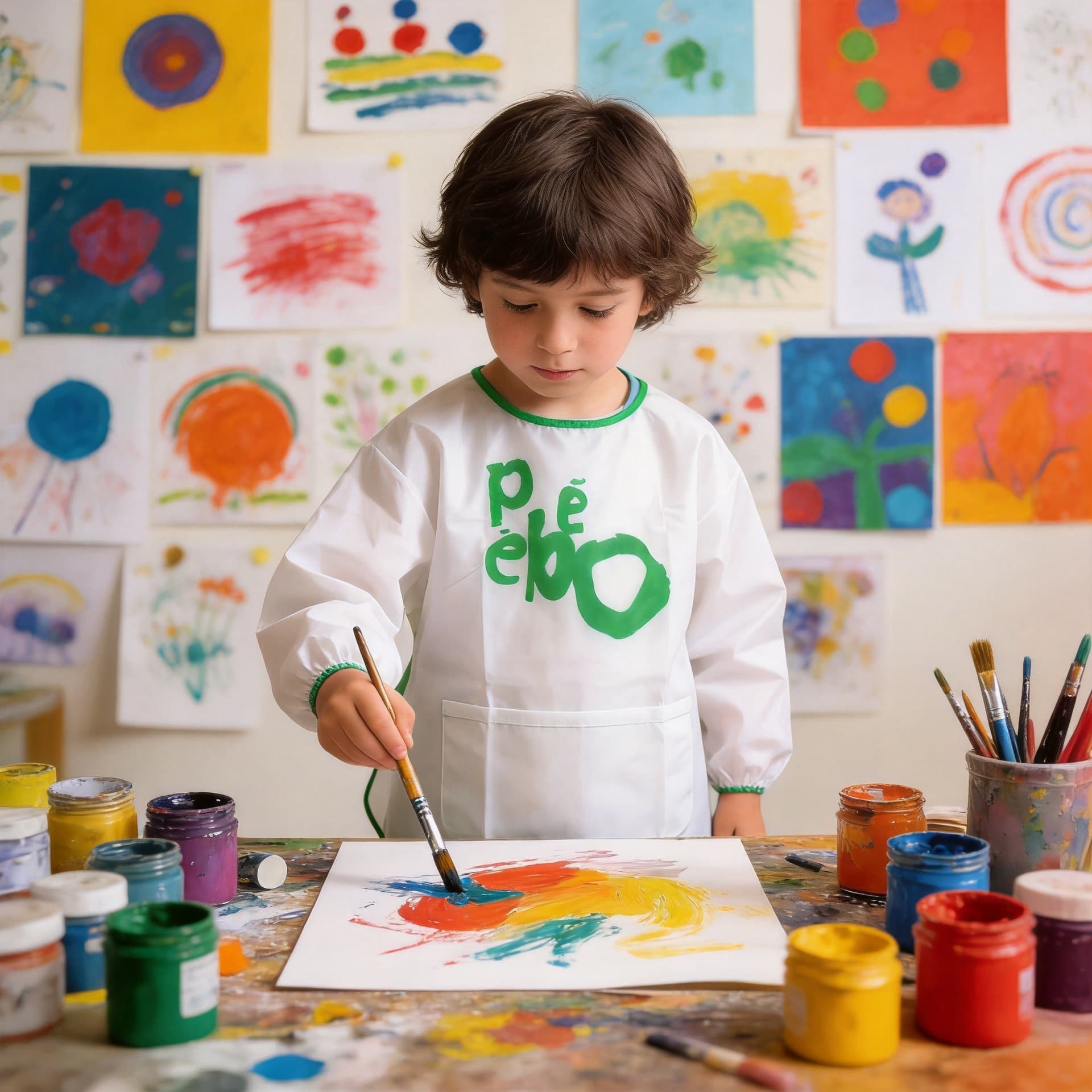 Special Price French Pebeo 3-5 Years Kids Apron Painting Smock Children Art Baby
