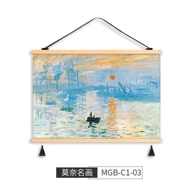 Monet minimalist oil painting, no-drill, decorative painting for covering electrical meter boxes, bedroom, study, hallway background wall, screen, hanging painting