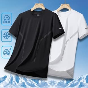 Ice Silk Short-Sleeve T-Shirt for Men, Summer Thin Mesh Quick-Dry Athletic Tee, New Loose Plus Size Casual Top
