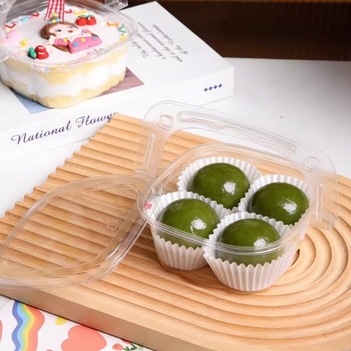 Transparent Packaging Box for Qingming Fruit, 4-Piece Set, Portable Blister Basket, Picnic Packing Fruit Box with Stickers