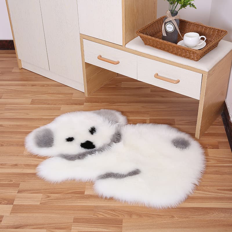 Shengxi Modern Simple Cartoon Carpet, Polyester Floor Mat for Bedroom Study, Irregular Shape Washable Fluffy Rug for Entryway