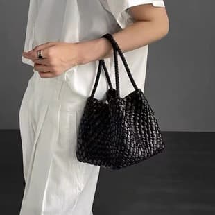 Cross-Border Bestseller Woven Embossed Knit Handbag Women's Premium Woven Tote Bag Fashion Handbag