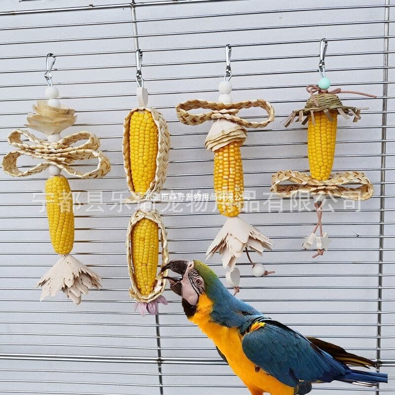 Parrot Toy Natural Corn Cob Chewing Play Toy Teeth Grinding Boredom Relief Climbing for Budgie Cockatiel Lovebird Bird Toy