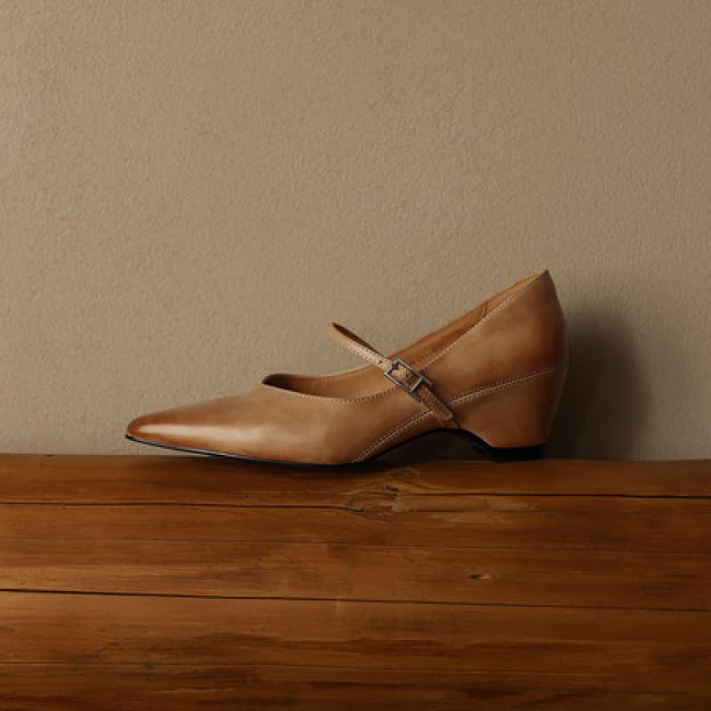 Vintage Style! Brown Pointed Mary Jane Shoes, Simple Buckle, Comfortable and Elegant Leather Shoes for Women