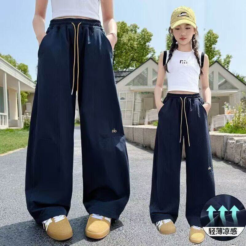 Girls' Pants Summer New 2026 New Style Medium and Big Kids Thin Quick-Dry Anti-Mosquito Pants Loose Casual Wide-Leg Pants