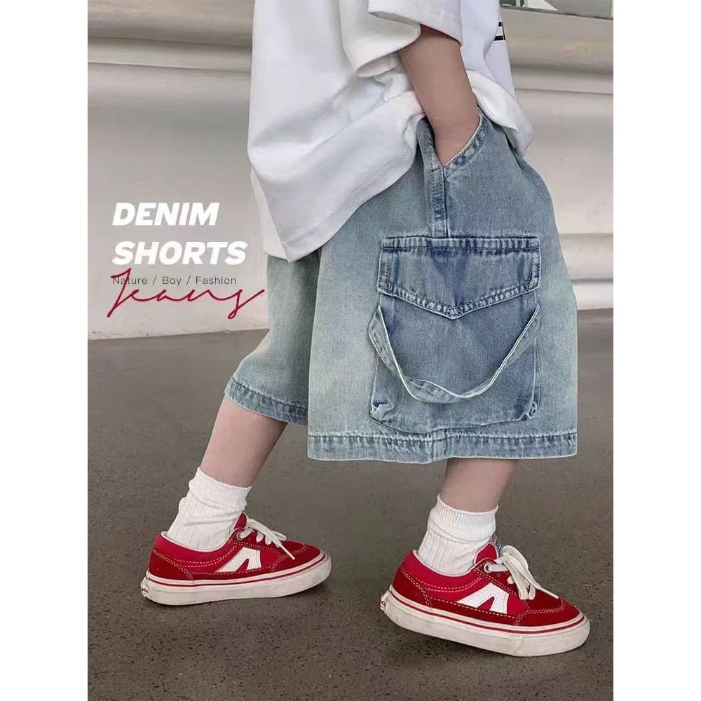 Boys' Summer Thin Shorts 2026 New Style Children's Mid-Length Pants Handsome Utility Denim Loose Five-Point Shorts