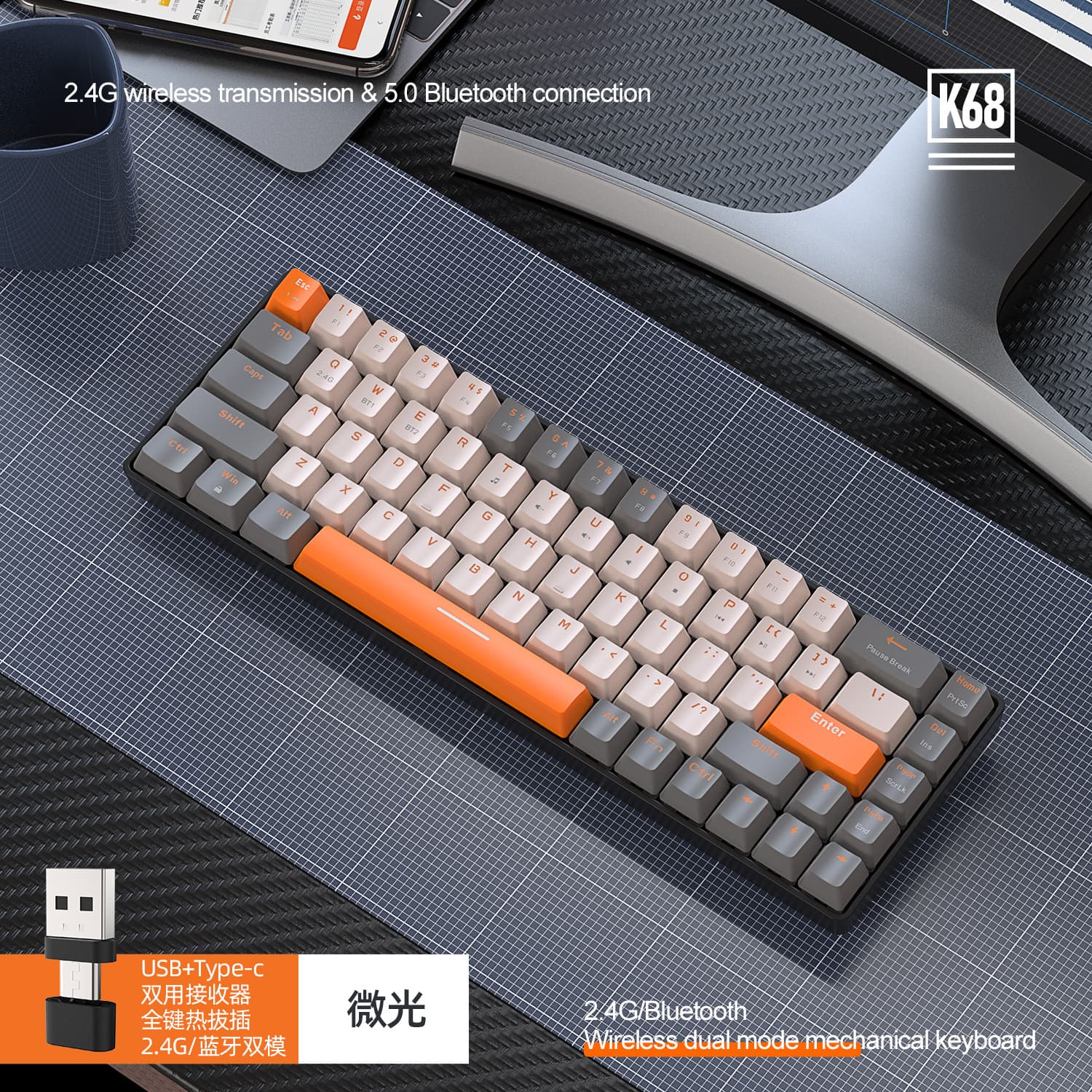 Digital Computer Keyboard - Modern Style Keyboard Numeric Keypad Multimedia Controls For Home Office Use