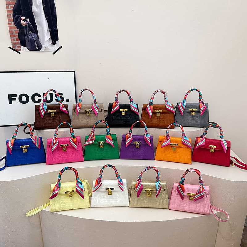 Sweet Scarf Women's Shoulder Bag Korean Simple Solid Color Lipstick Key Bag Fashionable Stone Texture Handheld Crossbody Bag