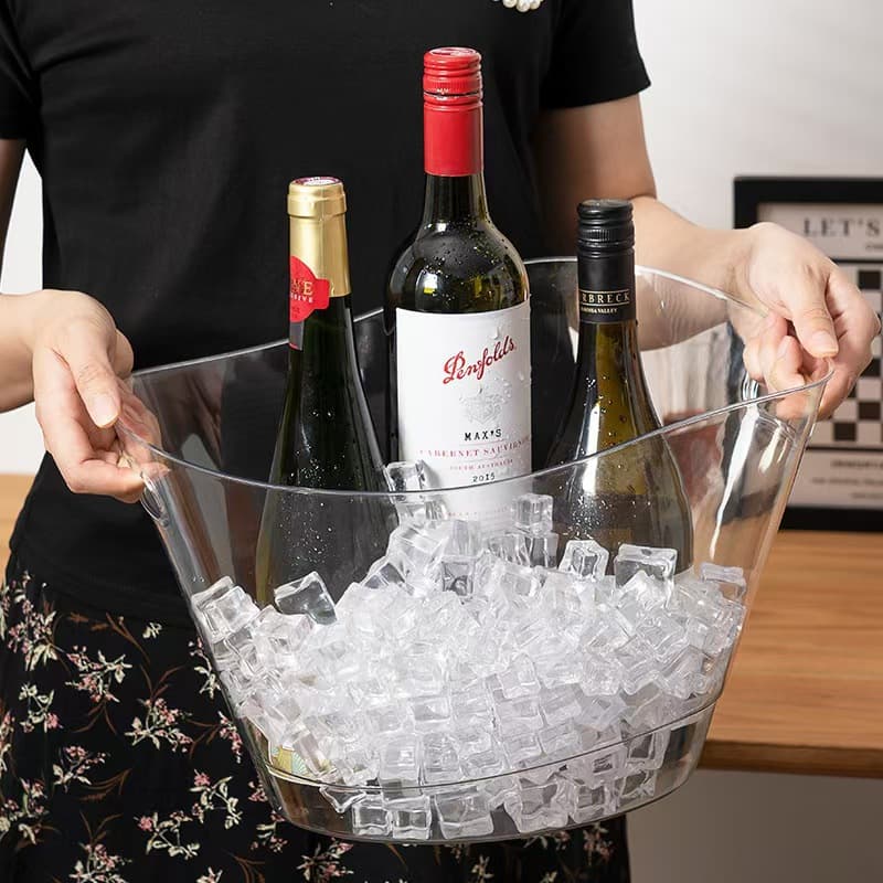 Large Ice Bucket Home Use High Capacity Storage Bucket Beer Champagne Red Wine Ice Cube Bucket Outdoor Portable Fruit Drink Bucket